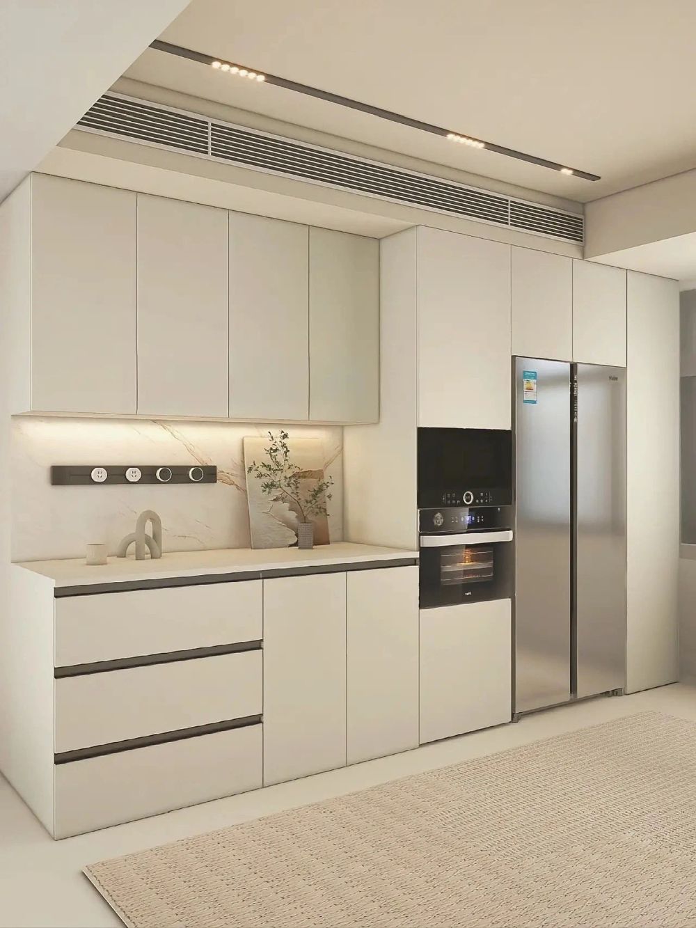 Cánh tủ bếp nhôm tổ ong phủ film PETG chống trầy xước, dễ lau chùi, giữ màu bền đẹp.