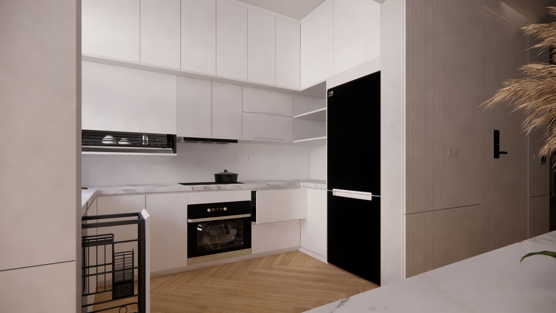 Tủ bếp nhôm Đồng Nai thiết kế chữ L