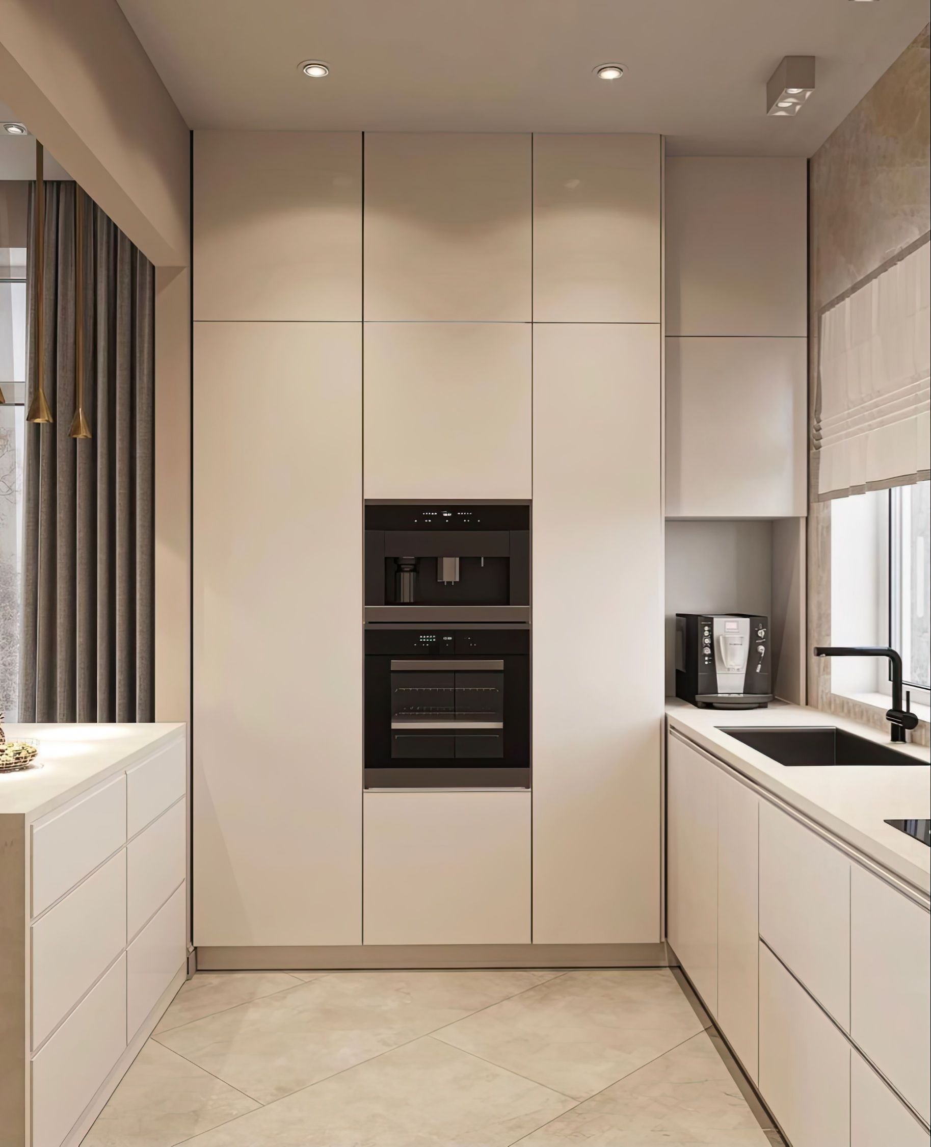 Tủ bếp nhôm Đồng Nai Alo House thiết kế hiện đại, tone trắng xám, phù hợp căn hộ cao cấp năm 2025.